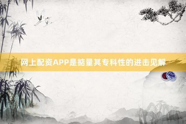网上配资APP是掂量其专科性的进击见解