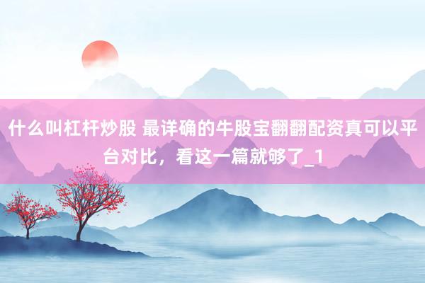 什么叫杠杆炒股 最详确的牛股宝翻翻配资真可以平台对比，看这一篇就够了_1