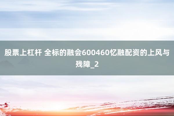 股票上杠杆 全标的融会600460忆融配资的上风与残障_2