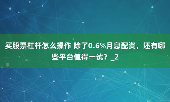 买股票杠杆怎么操作 除了0.6%月息配资，还有哪些平台值得一试？_2